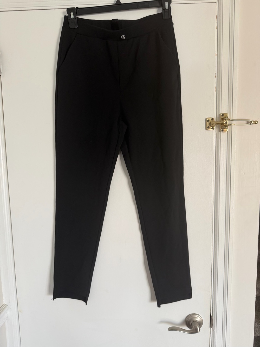 Slim Ankle-Length Black Ponte Pants
